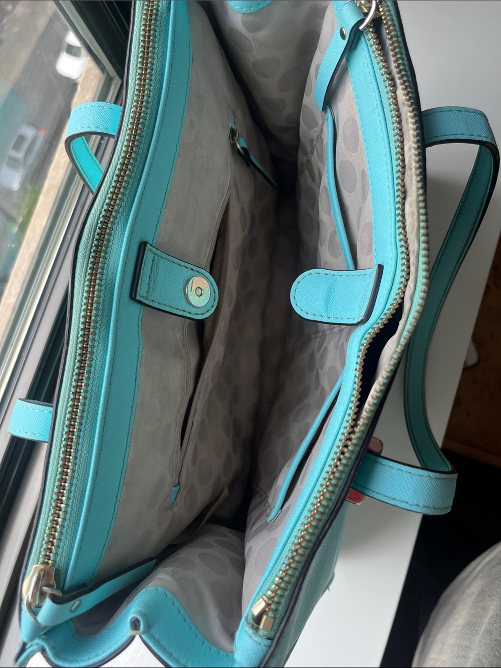 kate spade Light robin’s egg Blue medium Structured Tote saffiano leather - Picture 4 of 16